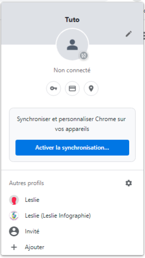 Profil utilisateur sous Chrome
